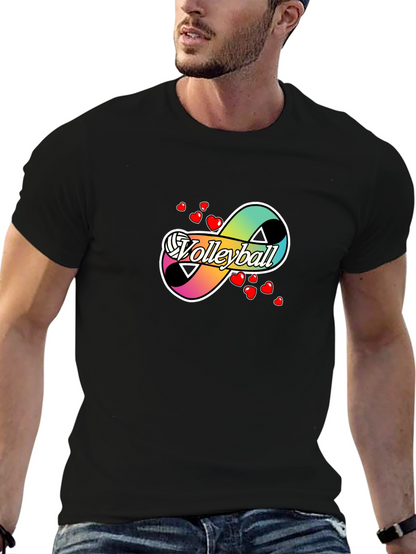 Volleyball Infinity Love Graphic T-Shirt - Black