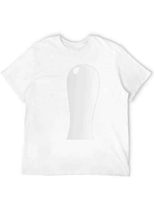 Novelty Black T-Shirt: Abstract White Shape