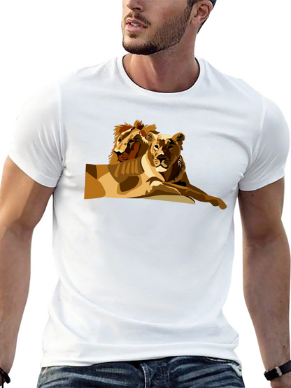 Lion Couple Graphic Black T-Shirt