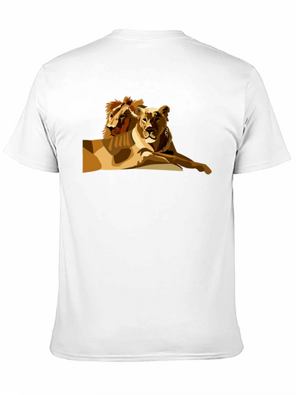 Lion Couple Graphic Black T-Shirt