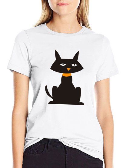 Black Cat Graphic T-Shirt - Halloween Style