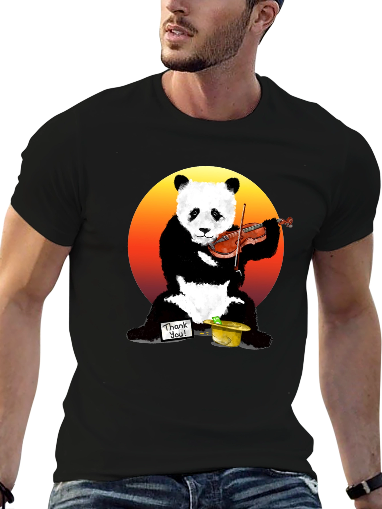 Panda Violinist Graphic Tee