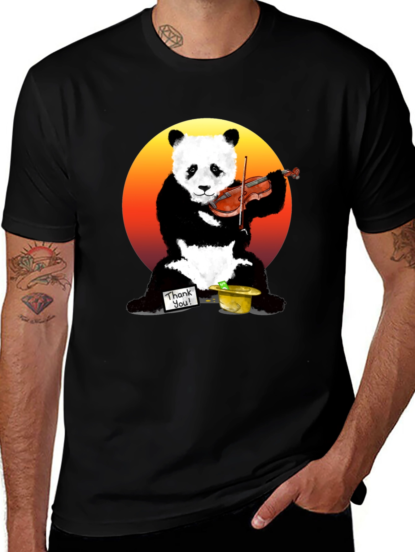 Panda Violinist Graphic Tee