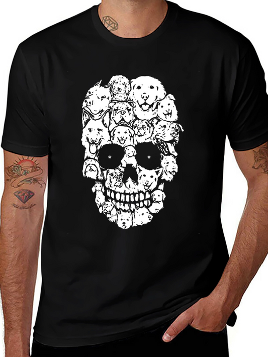 Dog Skull T-Shirt - Mens Short Sleeve Crew Neck Tee