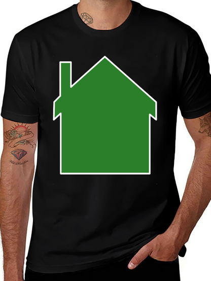 Green House Graphic Print Black T-Shirt