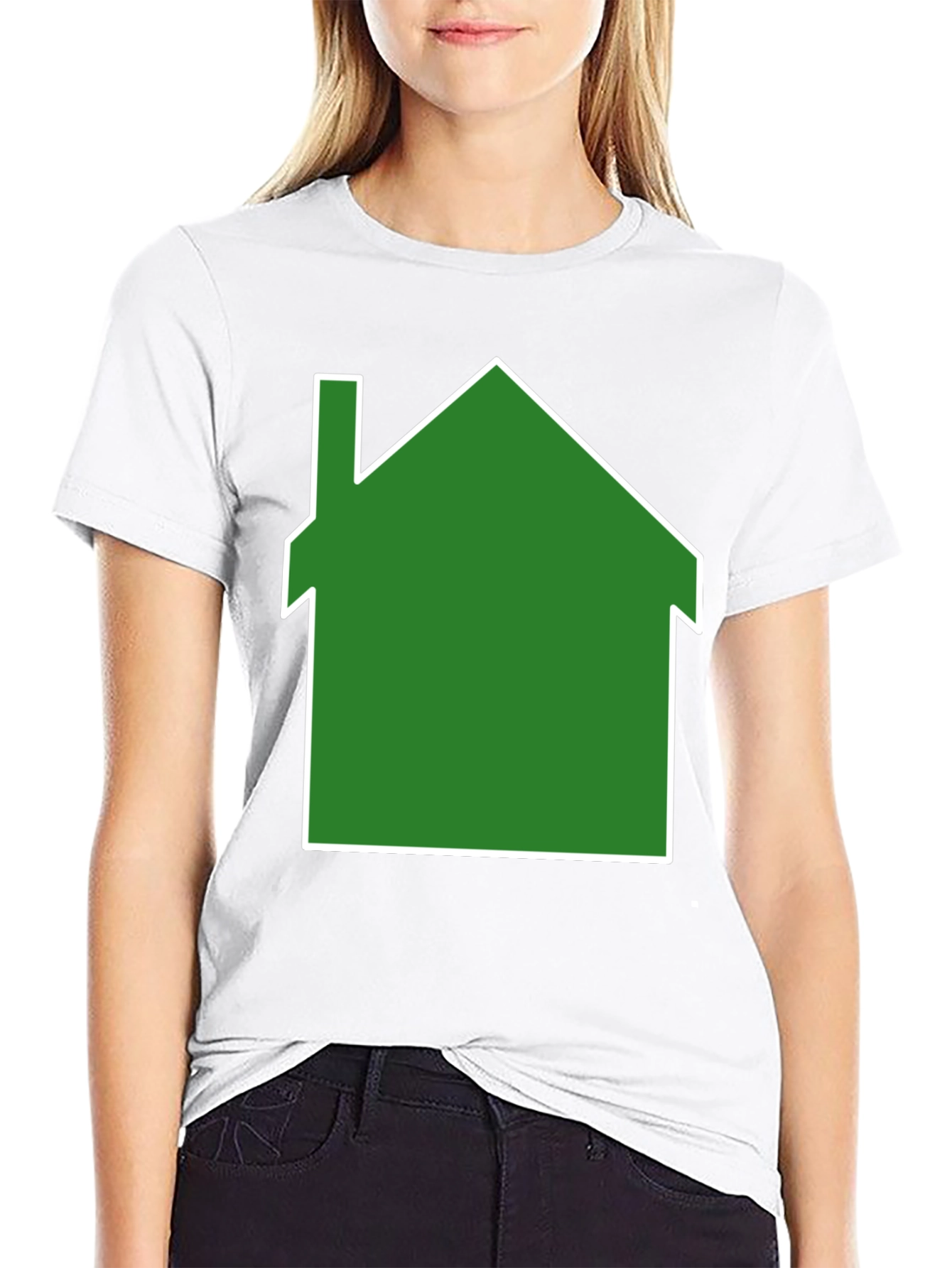 Green House Graphic Print Black T-Shirt