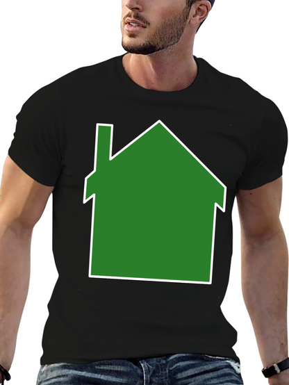 Green House Graphic Print Black T-Shirt