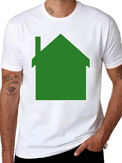Green House Graphic Print Black T-Shirt