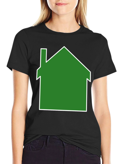 Green House Graphic Print Black T-Shirt