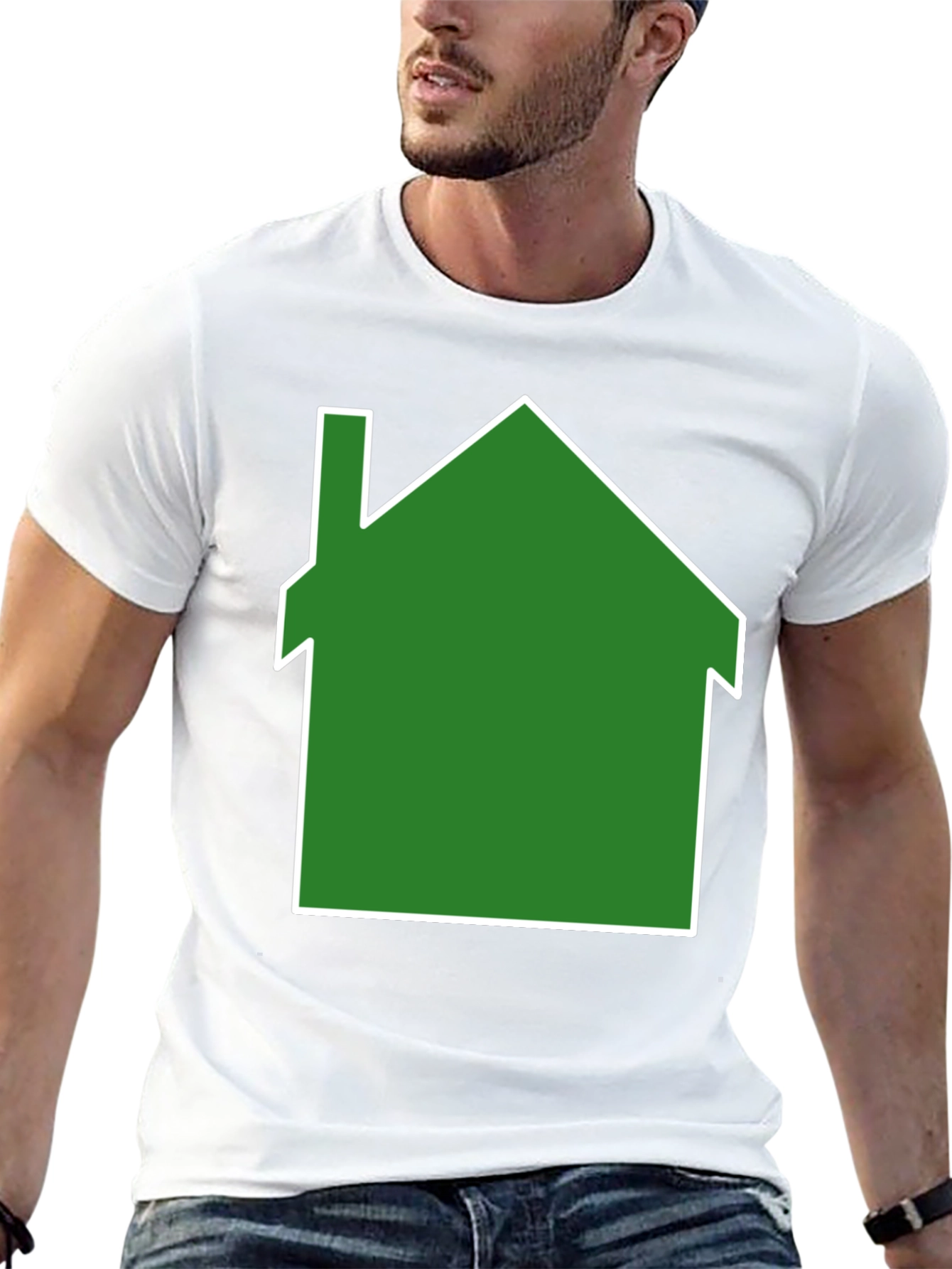 Green House Graphic Print Black T-Shirt