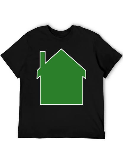 Green House Graphic Print Black T-Shirt