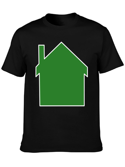 Green House Graphic Print Black T-Shirt