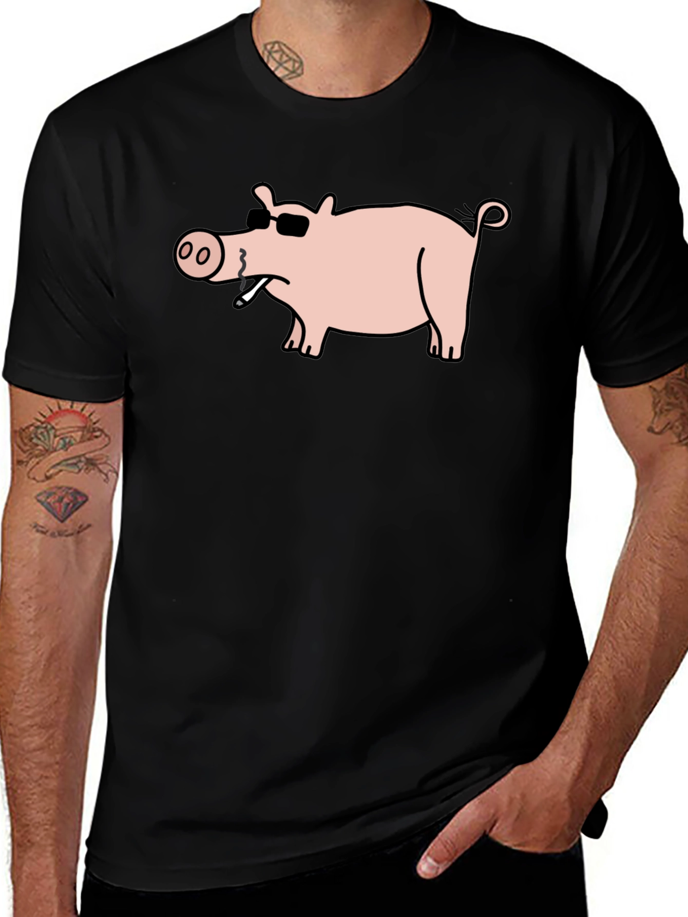 Cool Pig Tee - Black Cotton T-Shirt