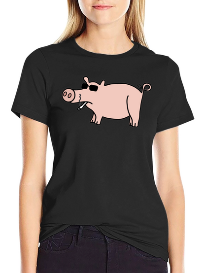 Cool Pig Tee - Black Cotton T-Shirt