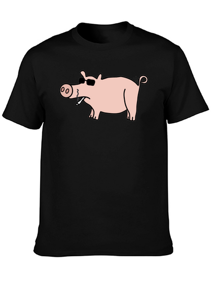 Cool Pig Tee - Black Cotton T-Shirt
