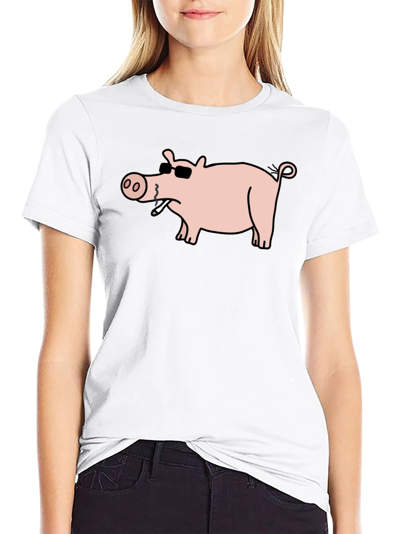 Cool Pig Tee - Black Cotton T-Shirt