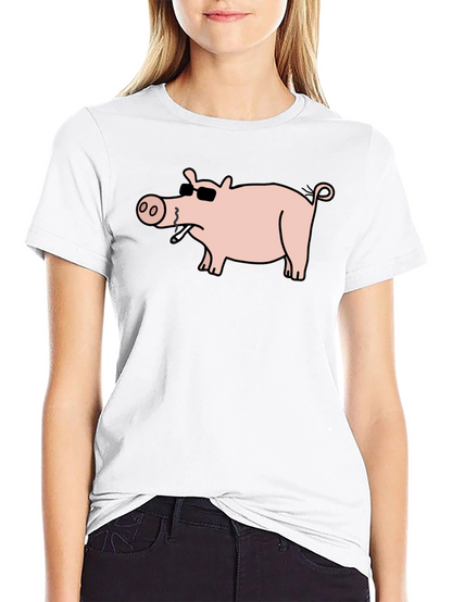 Cool Pig Tee - Black Cotton T-Shirt