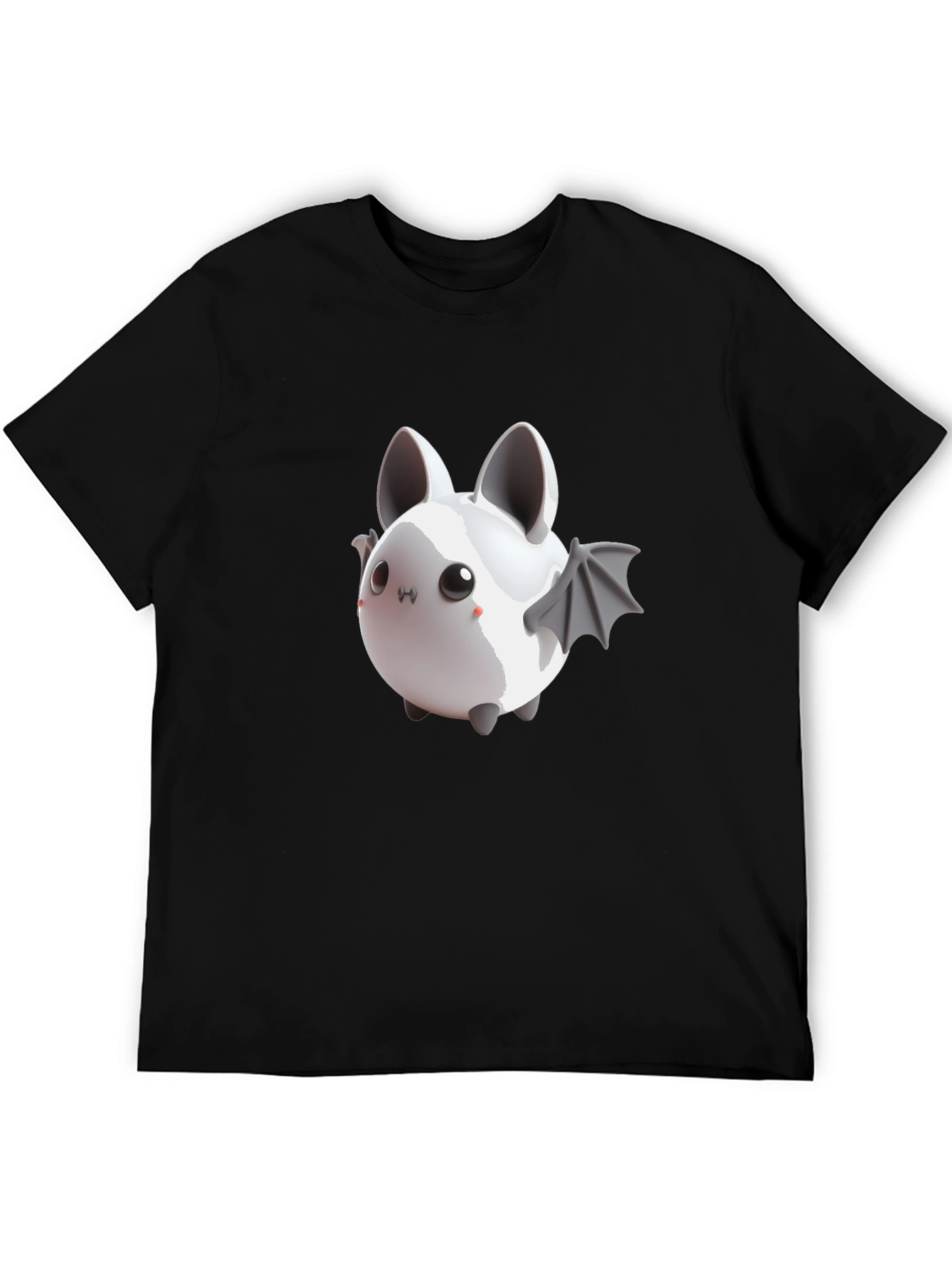 Cute Bat Graphic Tee - Black Cotton Comfort