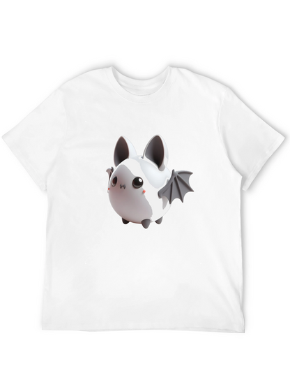 Cute Bat Graphic Tee - Black Cotton Comfort