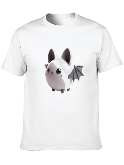 Cute Bat Graphic Tee - Black Cotton Comfort