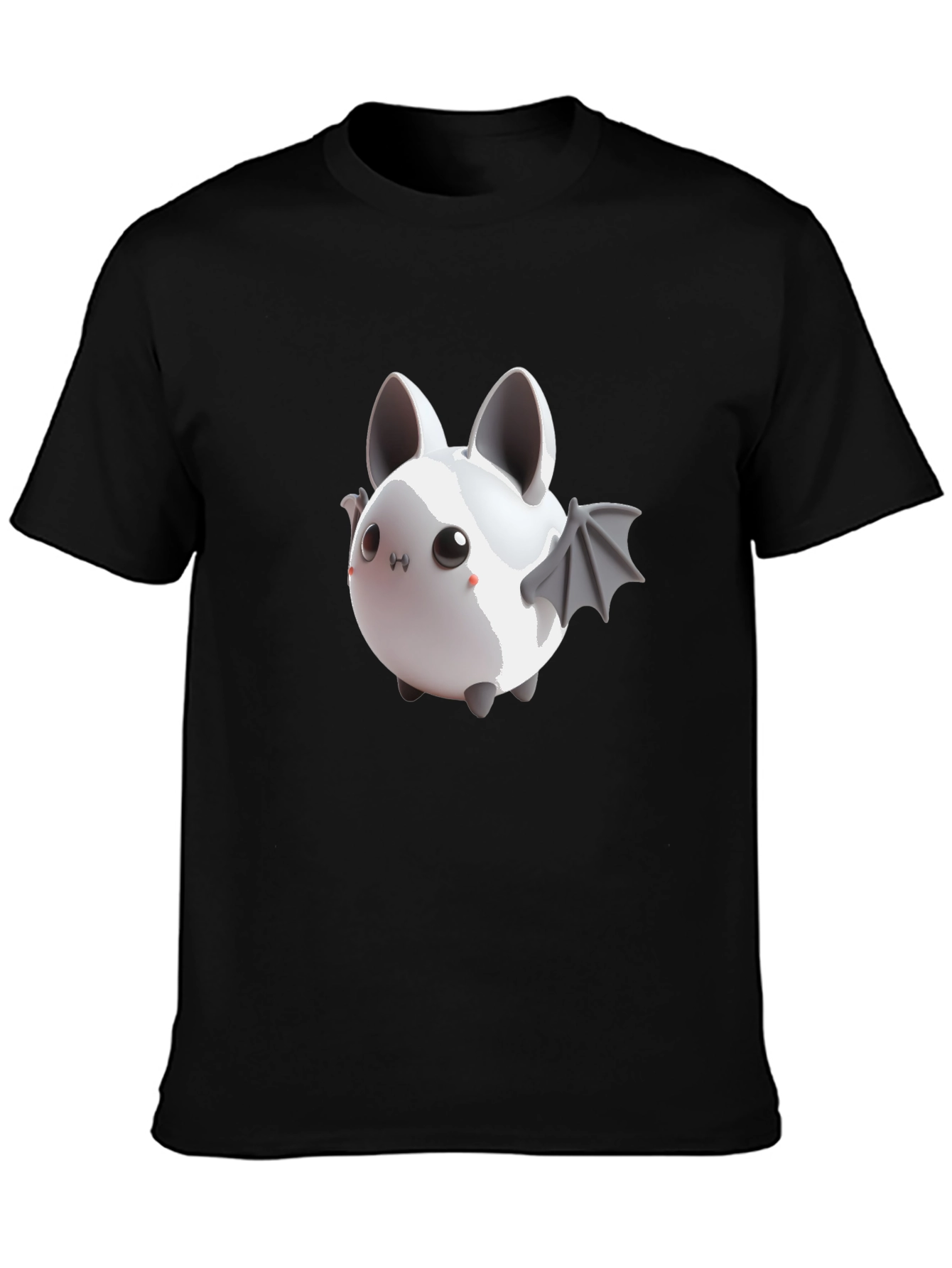 Cute Bat Graphic Tee - Black Cotton Comfort