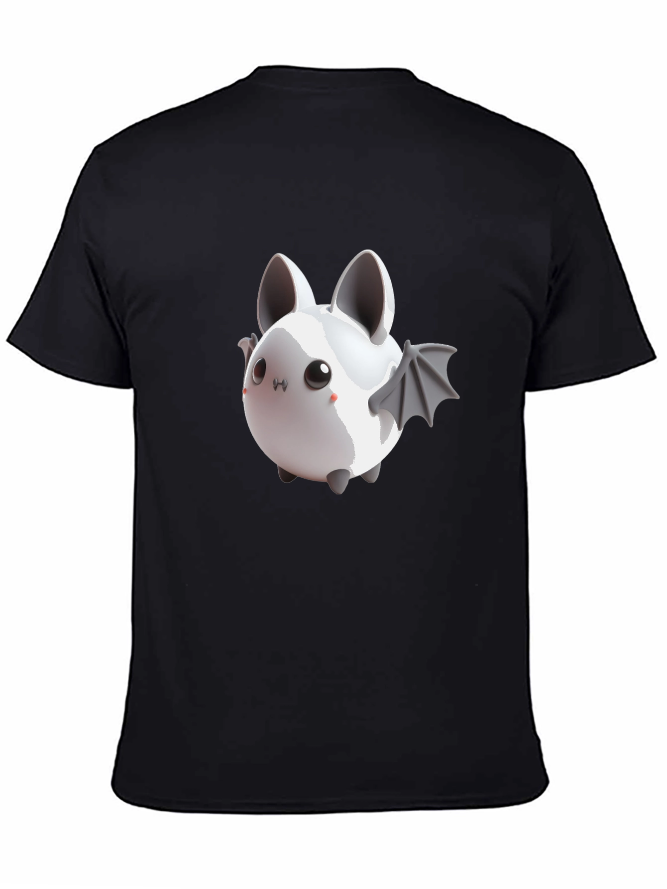Cute Bat Graphic Tee - Black Cotton Comfort