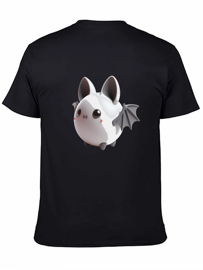 Cute Bat Graphic Tee - Black Cotton Comfort