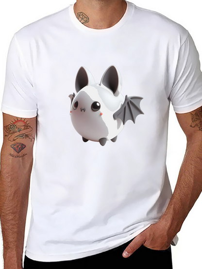 Cute Bat Graphic Tee - Black Cotton Comfort