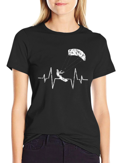 Kiteboarding Heartbeat Graphic Tee - Extreme Sports T-Shirt