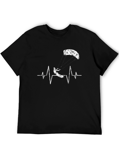 Kiteboarding Heartbeat Graphic Tee - Extreme Sports T-Shirt