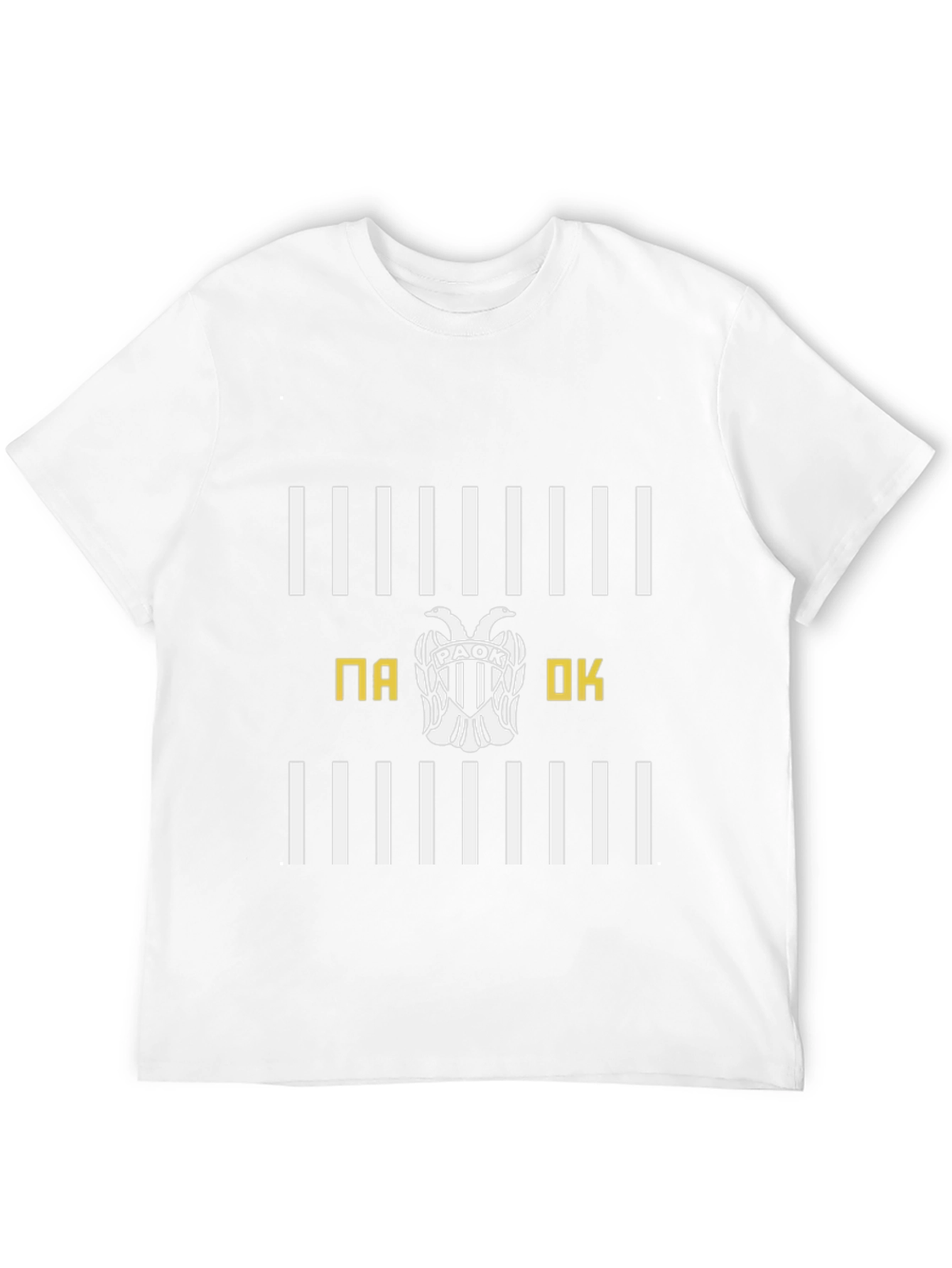 PAOK T-Shirt - Black with White Stripes & Emblem