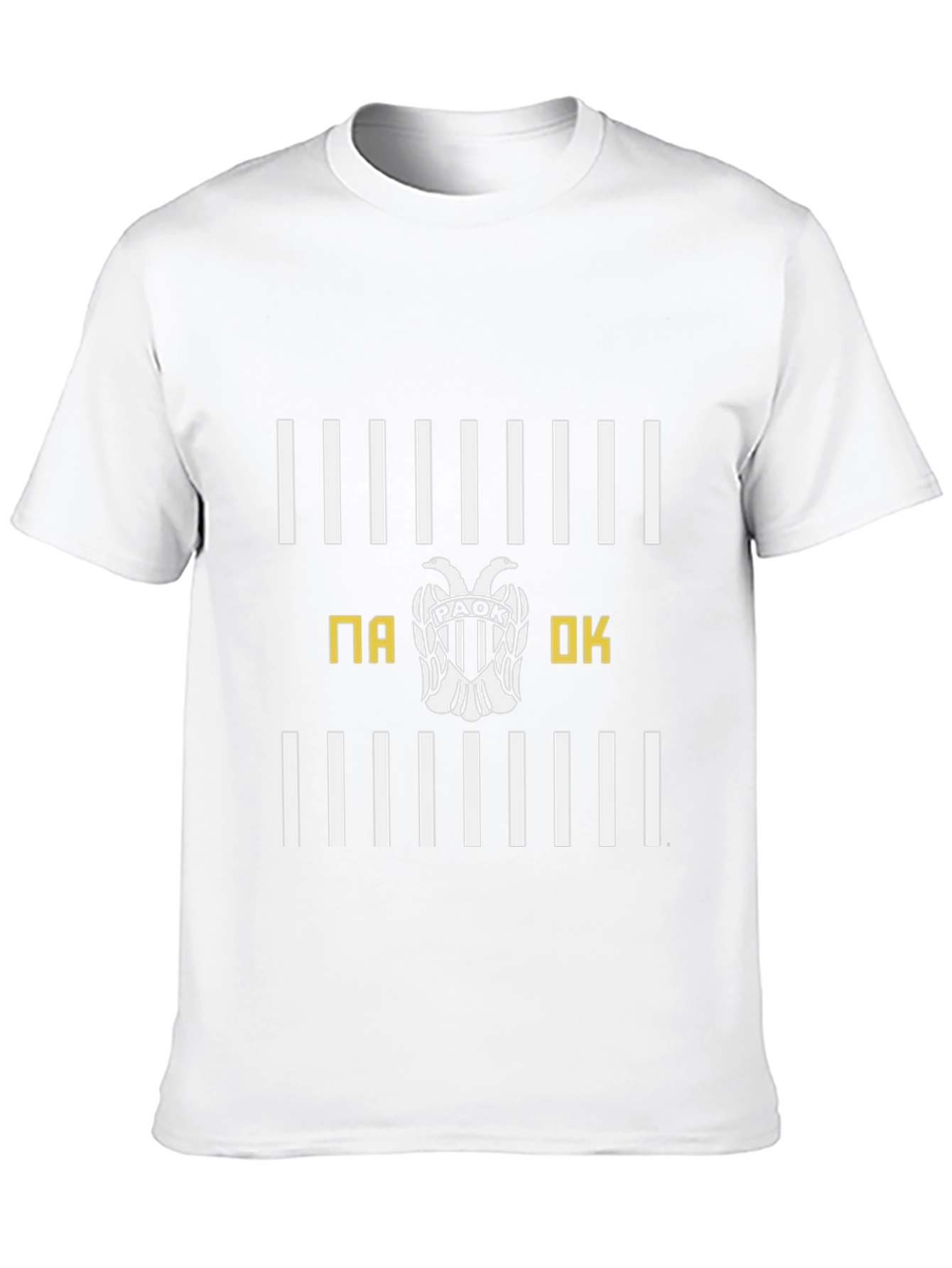 PAOK T-Shirt - Black with White Stripes & Emblem