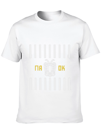 PAOK T-Shirt - Black with White Stripes & Emblem