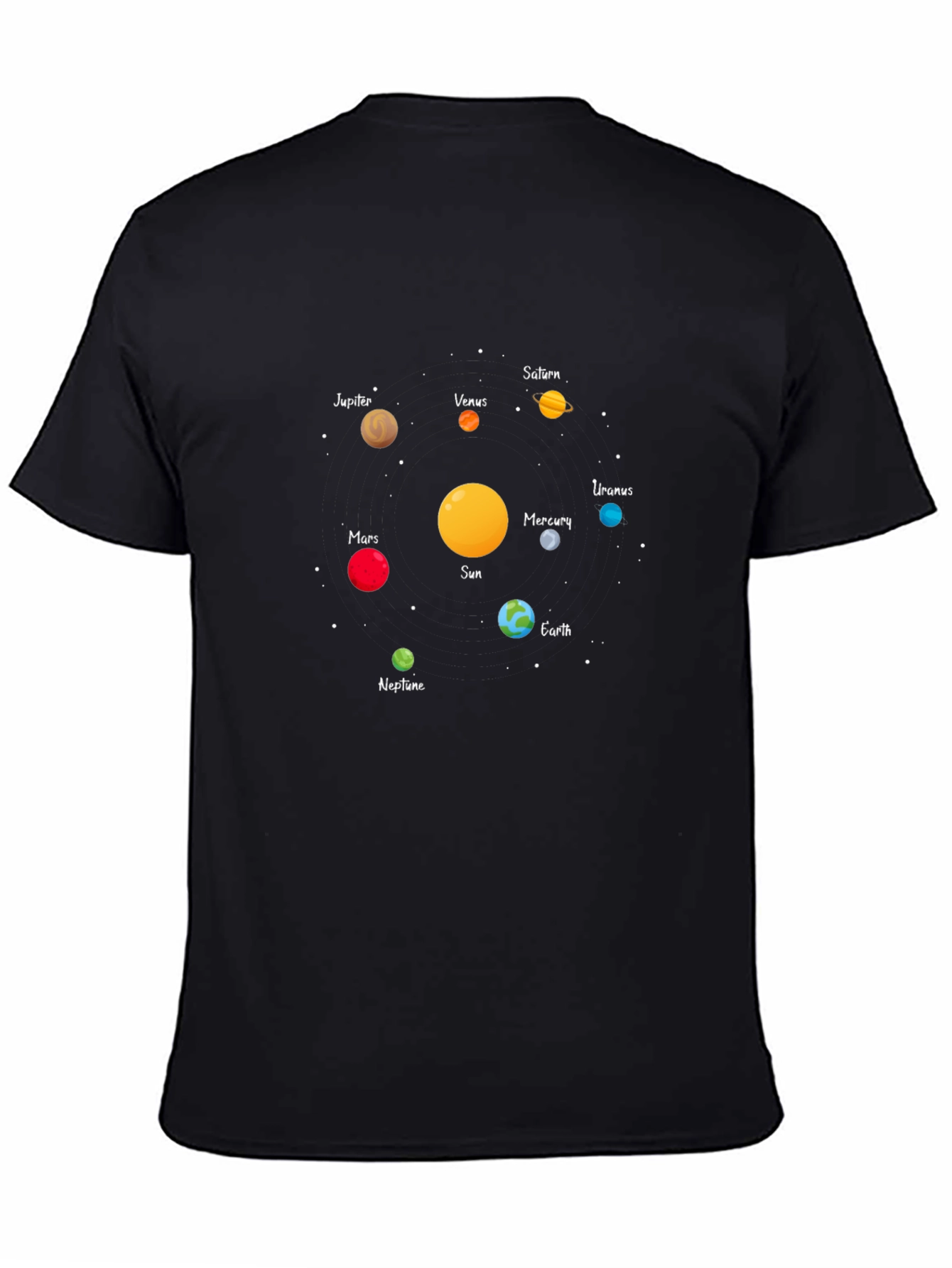 Solar System Planets Graphic Tee - Black Unisex
