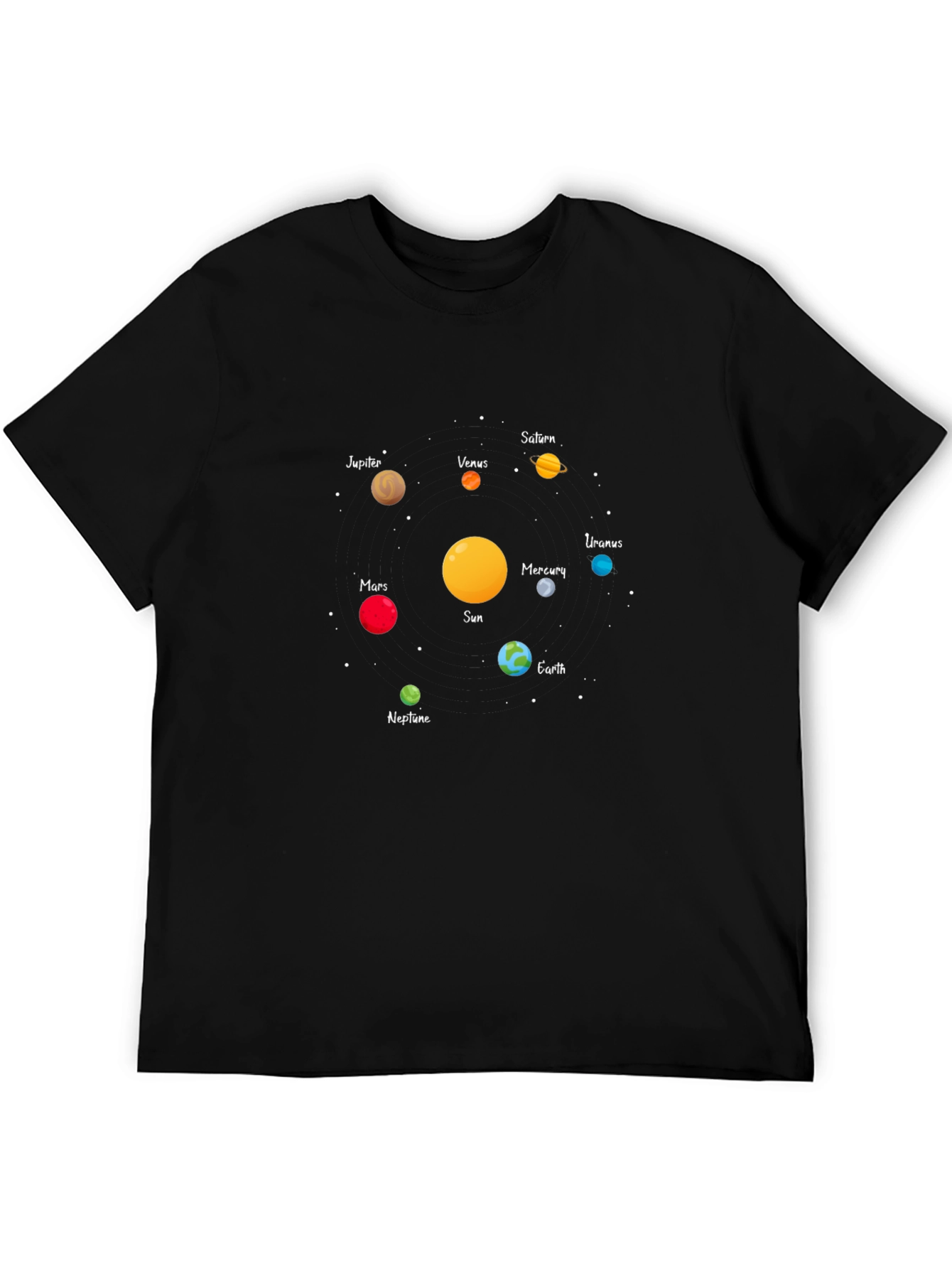 Solar System Planets Graphic Tee - Black Unisex