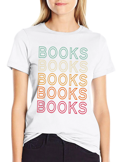 Retro Books Stack T-Shirt - Reading Lover Tee