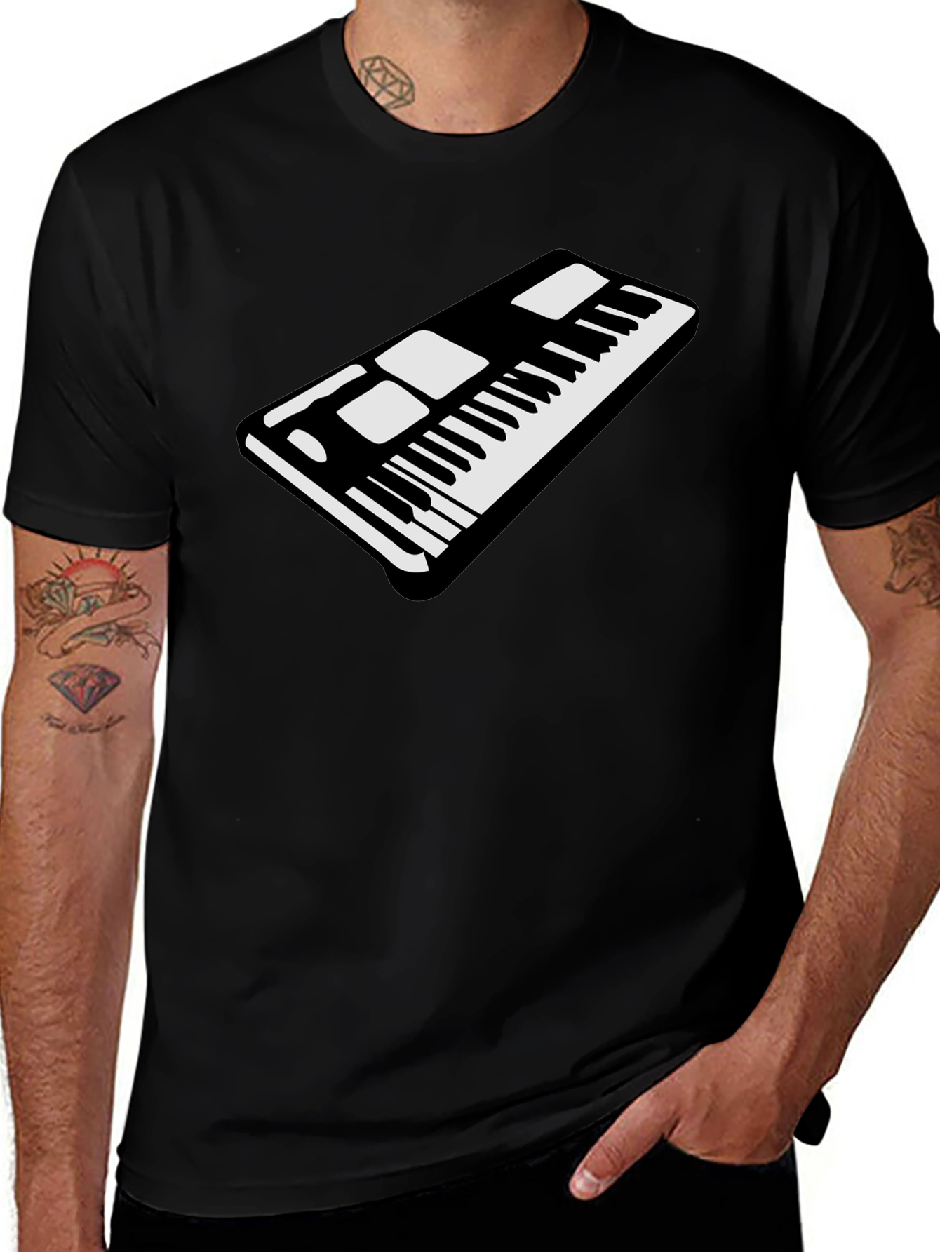 Keyboard Graphic Black T-Shirt - Music Lover Tee
