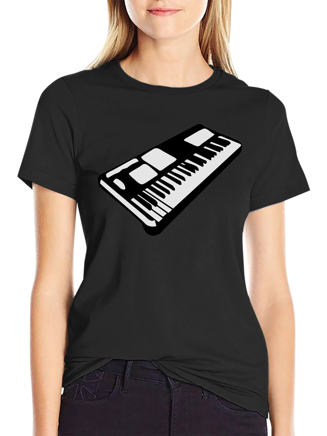 Keyboard Graphic Black T-Shirt - Music Lover Tee