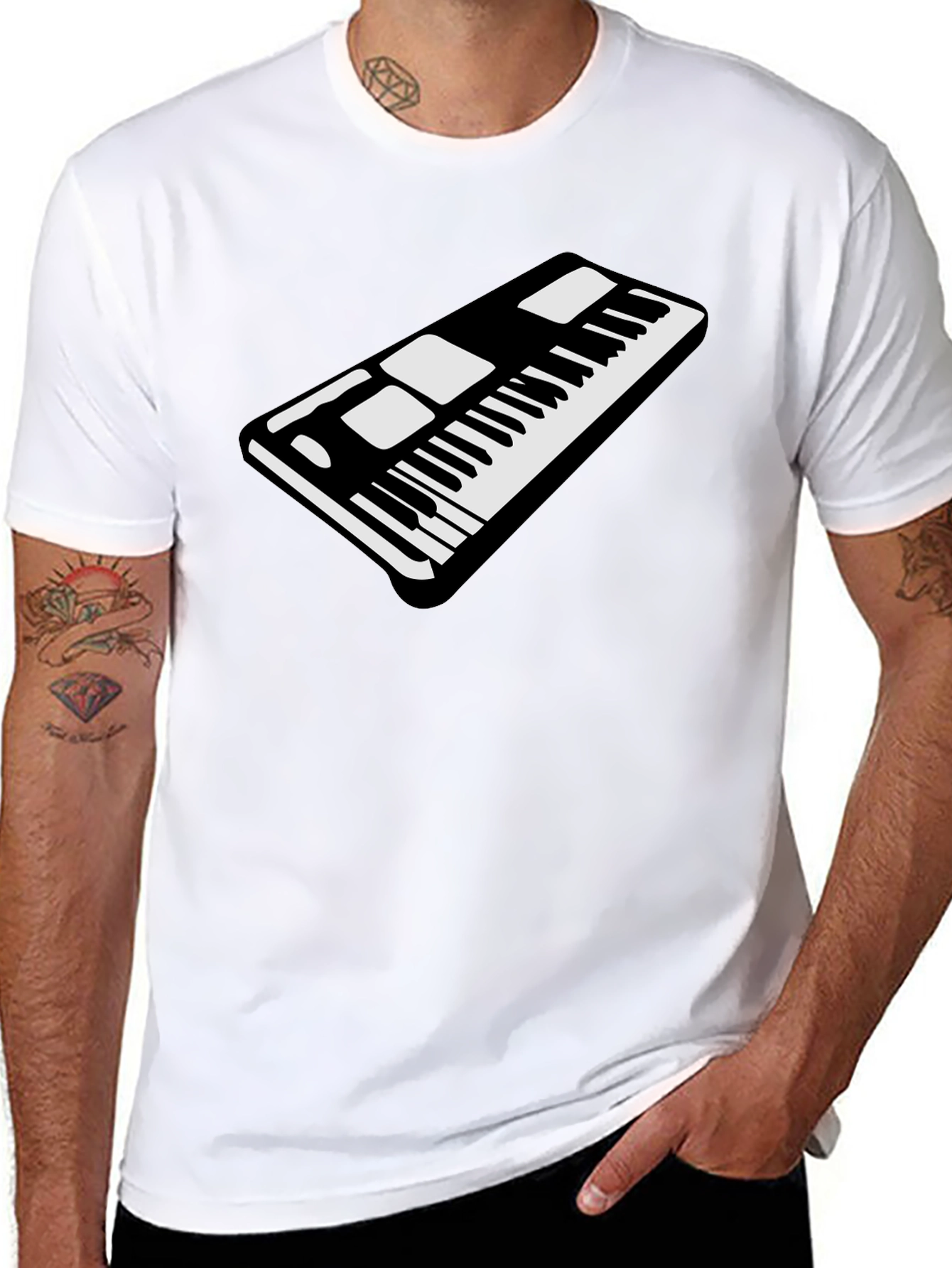 Keyboard Graphic Black T-Shirt - Music Lover Tee