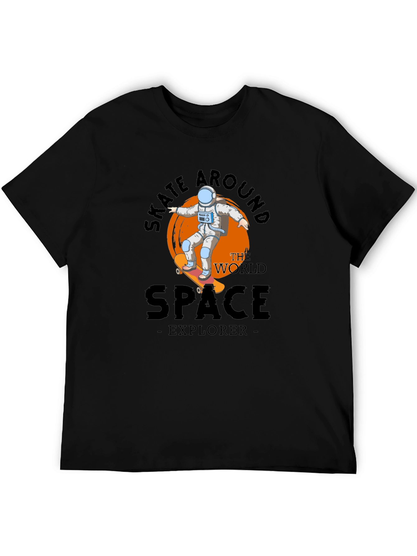 Skate Around Space Explorer Black T-Shirt