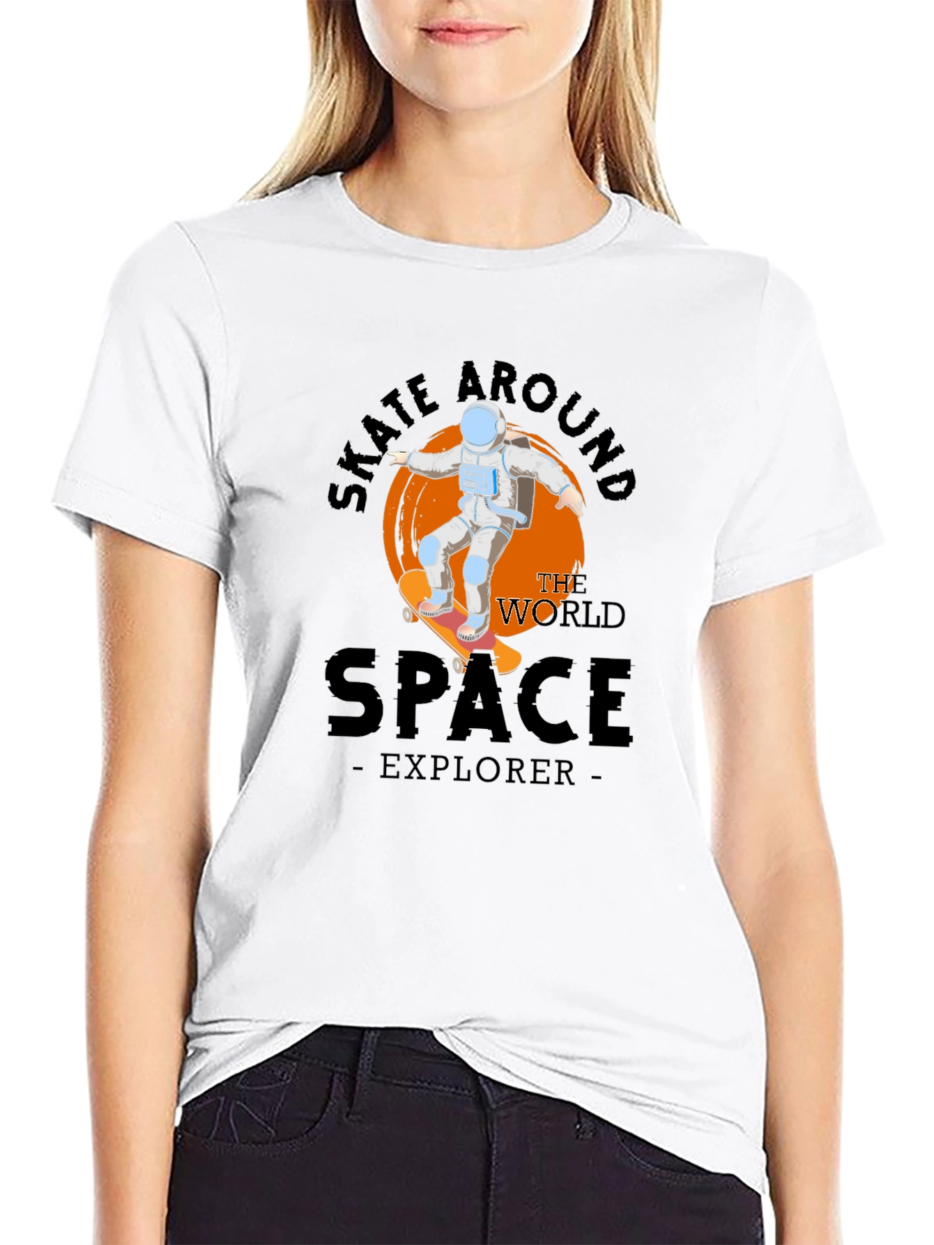 Skate Around Space Explorer Black T-Shirt
