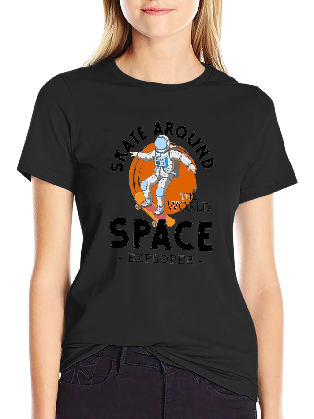 Skate Around Space Explorer Black T-Shirt
