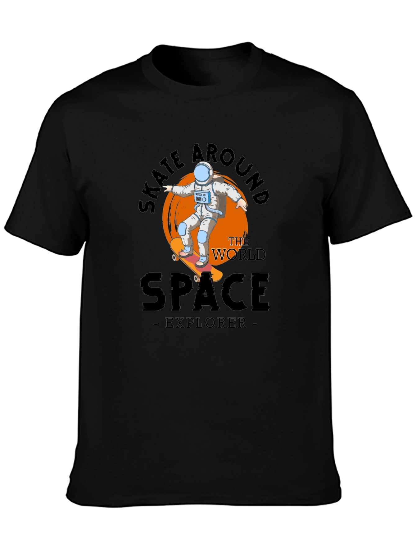 Skate Around Space Explorer Black T-Shirt