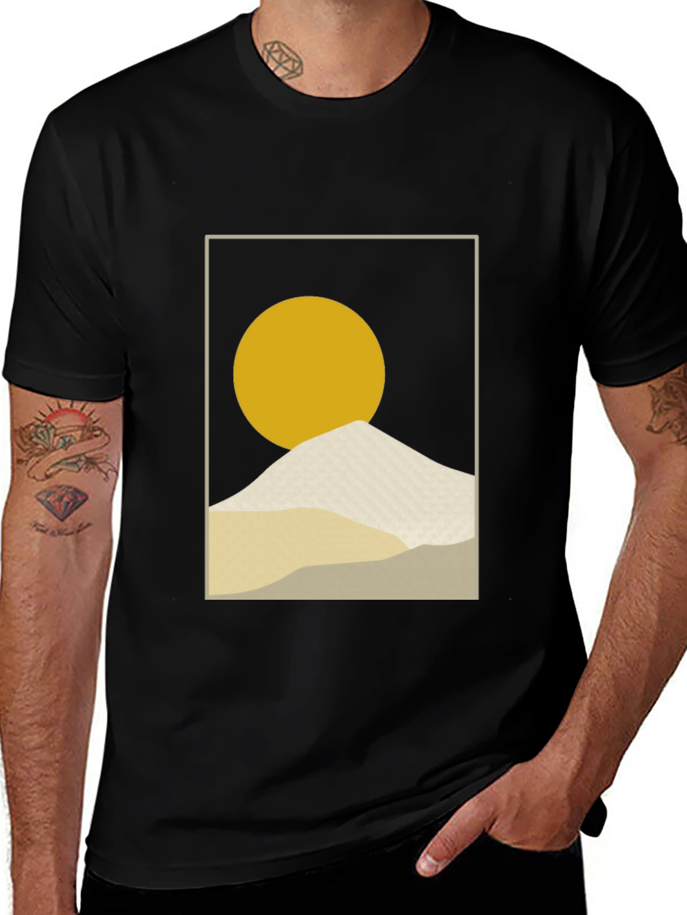 Minimalist Sun & Mountain Graphic T-Shirt