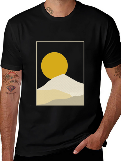 Minimalist Sun & Mountain Graphic T-Shirt