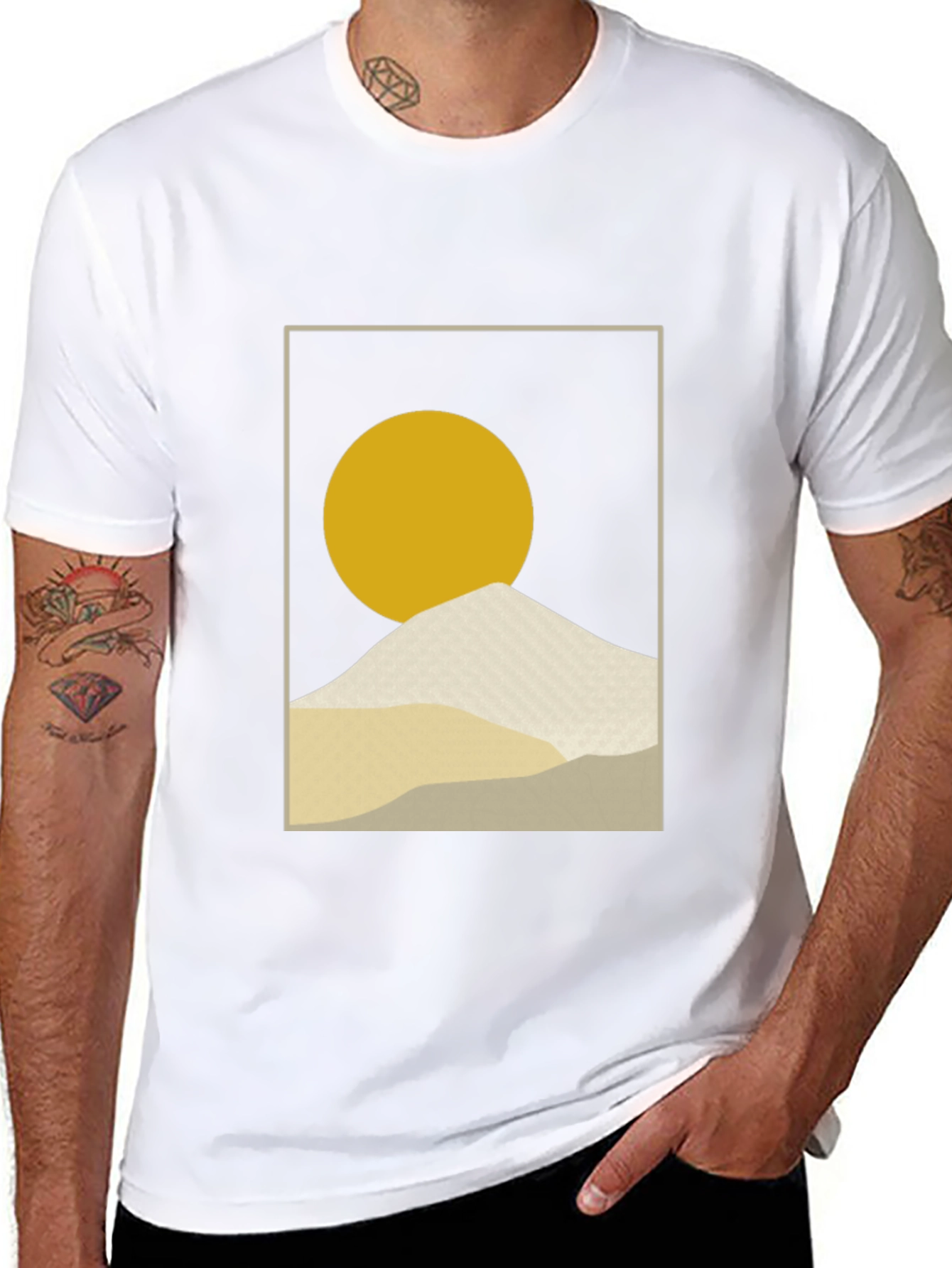 Minimalist Sun & Mountain Graphic T-Shirt