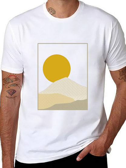 Minimalist Sun & Mountain Graphic T-Shirt