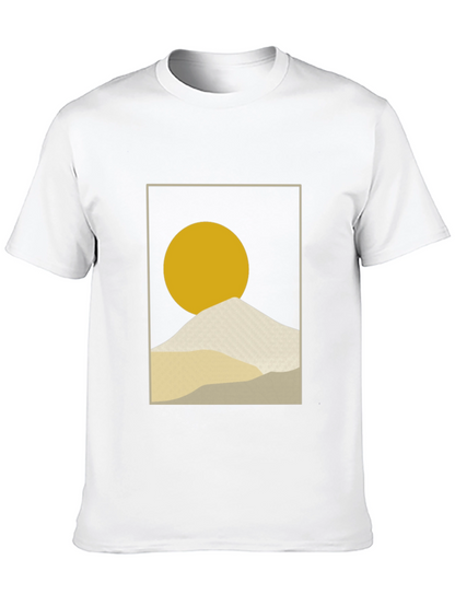 Minimalist Sun & Mountain Graphic T-Shirt