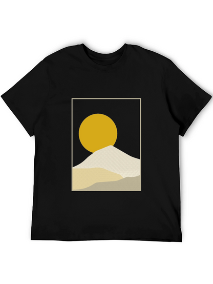 Minimalist Sun & Mountain Graphic T-Shirt