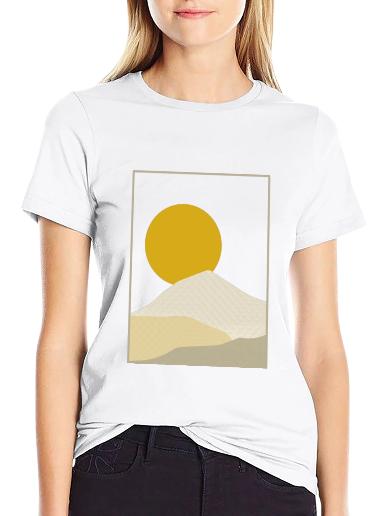 Minimalist Sun & Mountain Graphic T-Shirt